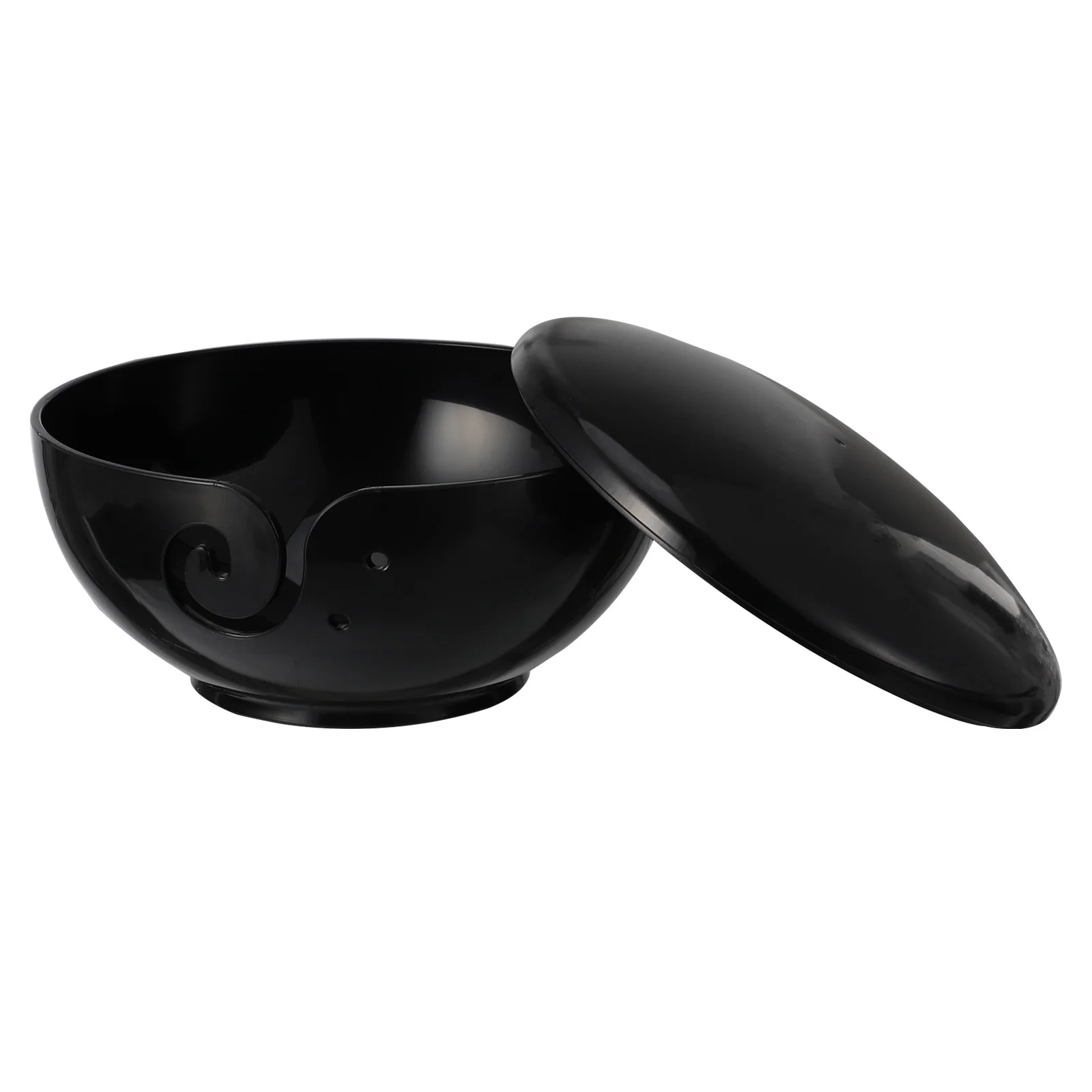 

Knitting Bowl Wool Storage Crochet Hook Yarn Holder Container with Lid Black Plastic