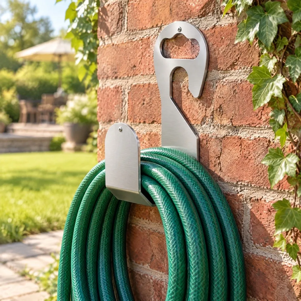 Stainless Steel Hose Hook for Yard Maintenance Wall Mounted Storage Solution Holds Multiple Hoses Without Tangling Issues