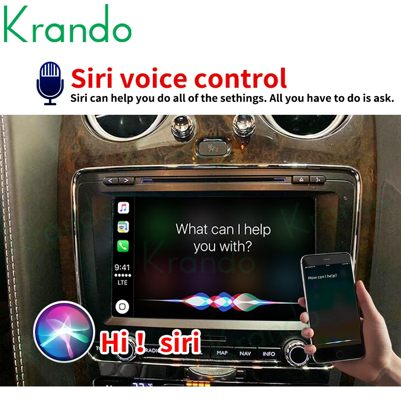 Krando Carplay Interface for Bentley Continental GT Flying Spur 2014 -2018 Car Navigation Android Auto Upgrade Box Plug and Play view 6