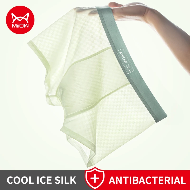 

MiiOW, 3 шт., мужское нижнее белье из ледяного шелка, 7A, антибактериальные сетчатые мужские трусы с промежностью, легкие дышащие мужские трусы-боксеры