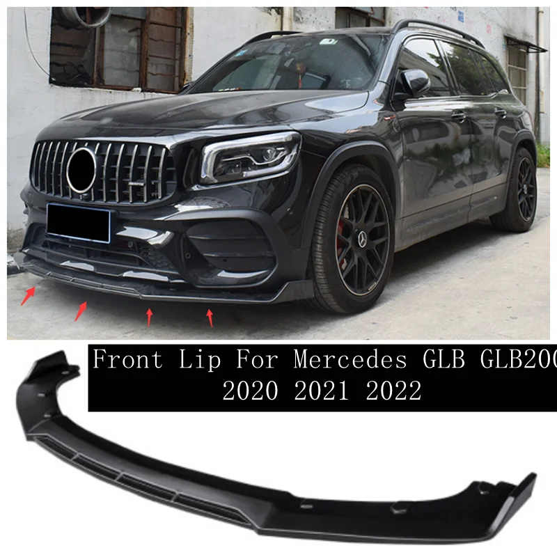 

Fits For Mercedes GLB GLB200 2020 2021 2022 2023 High Quality ABS Black & Carbon Fiber Bumper Front Lip Splitters Diffuser