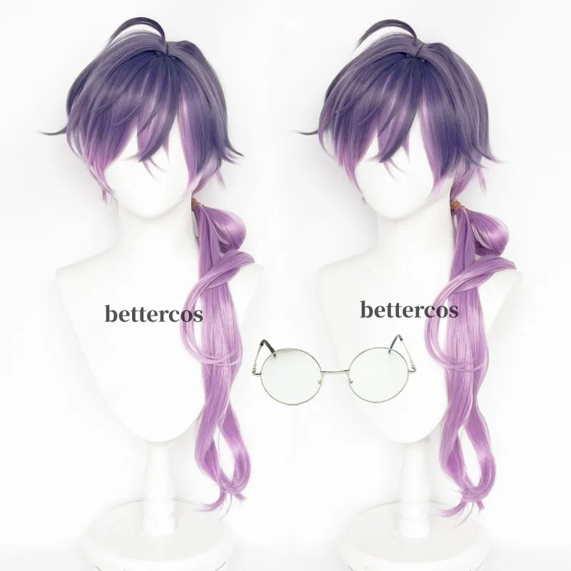 Nouveau! NIJISANJI-Perruque synthétique Violeta Uki Vtuber pour cosplay, perruques dégradées violet foncé, perruques de fête, bonnet de perruque, long, 67cm, degré de chaleur