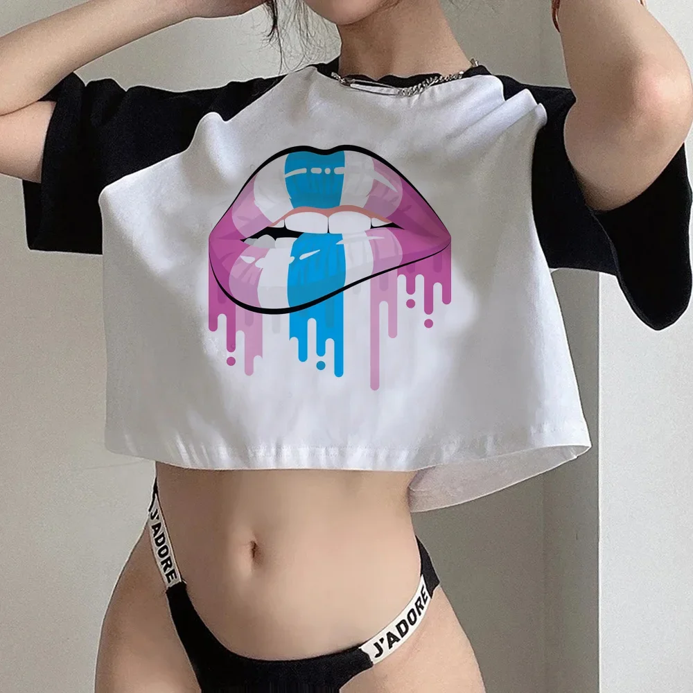 Femboy fairycore goth crop top Woman gothic  manga korean fashion graphic  t-shirts cropped