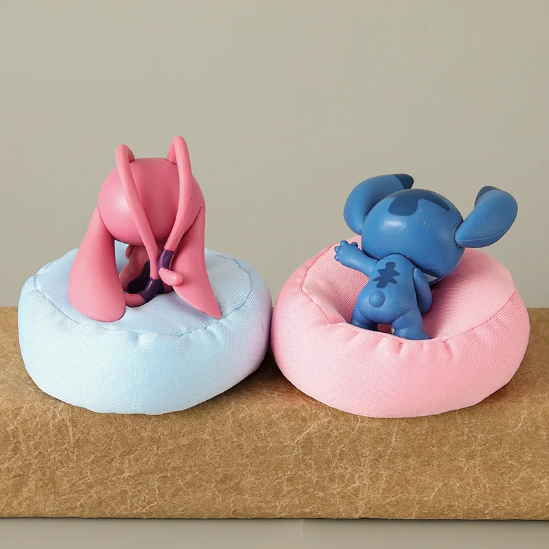 2pcs Disney Stitch Angel Action Figure Cute Kawaii Cartoon Character Toy Doll Creative Model Decoration For Kid Birthday Gifts