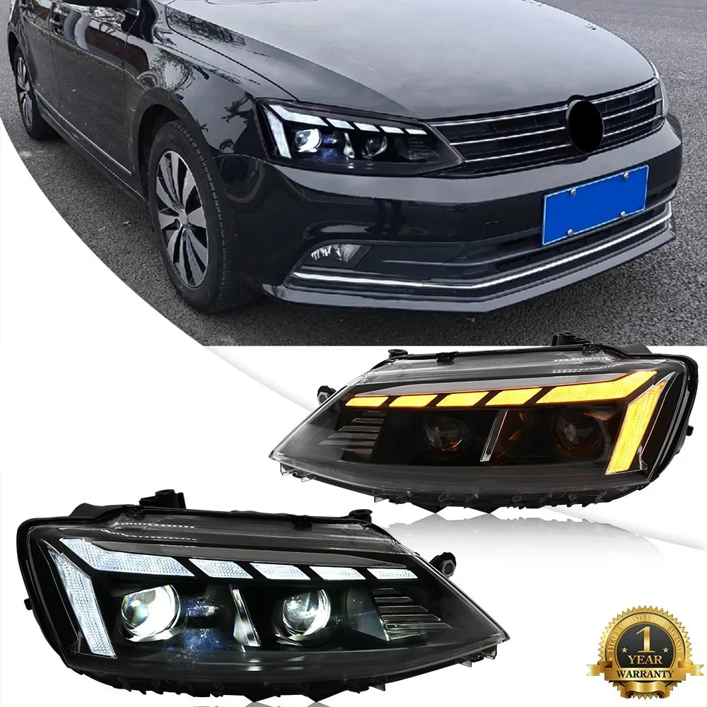 

1 комплект, пара светодиодных фар для VW Jetta MK6 2012 2013 2014 2015-2018, передняя фара, последовательный указатель поворота, передние фары