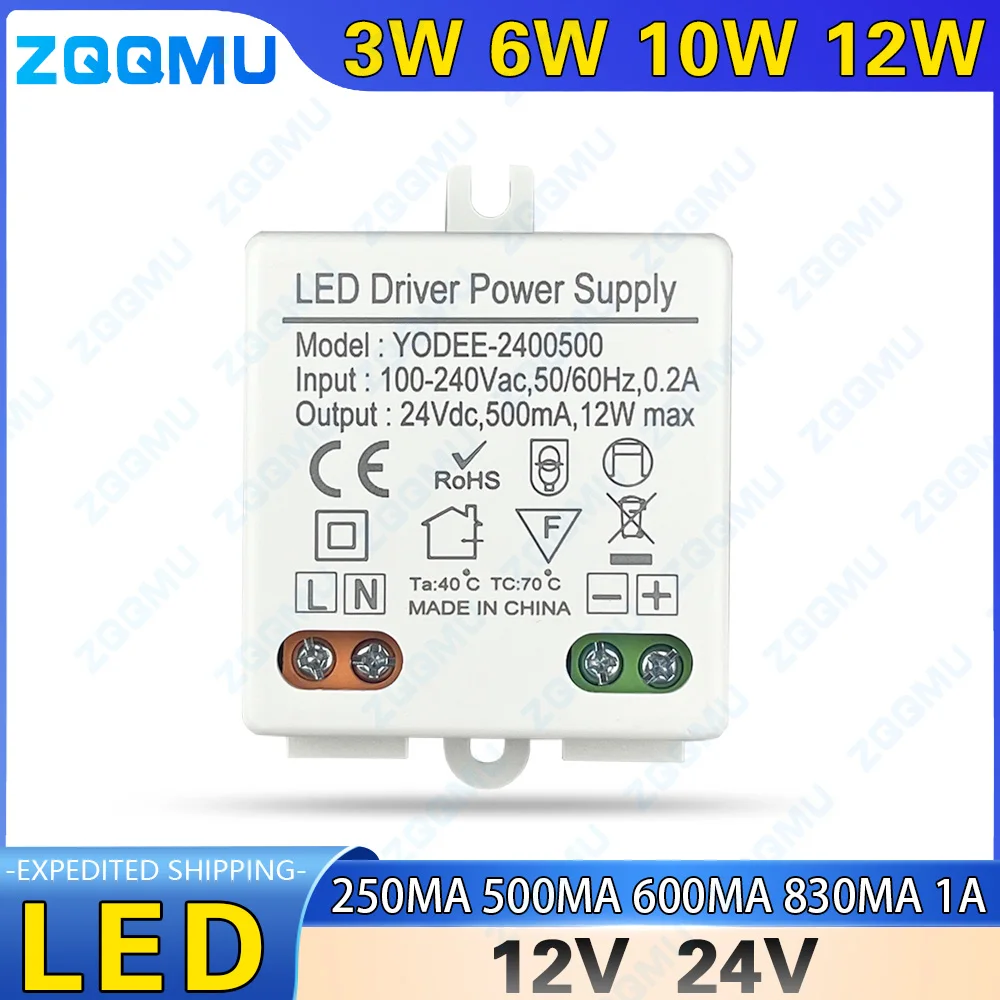 12V 24V Constant Voltage 3W 6W 7.2W 10W 12W Plastic 250MA 600MA 830MA 1000MA Constant Voltage Drive Power Supply