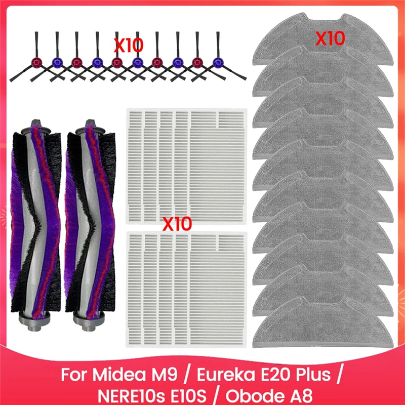 

32PCS Main Side Mop Cloth Filter For Midea M9 / Eureka E20 Plus / Nere10s E10S / Obode A8 Robot Vacuum Replacement Parts-A77G