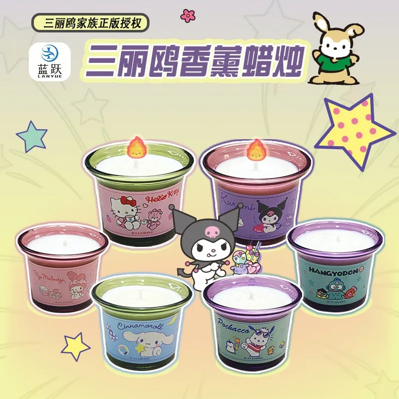 2025 Sanrio Kuromi Aromatherapy Candle Fragrance Emergency Vegetable Wax Hello Kitty Birthday Souvenir Gift Candle Cup Girl Gift