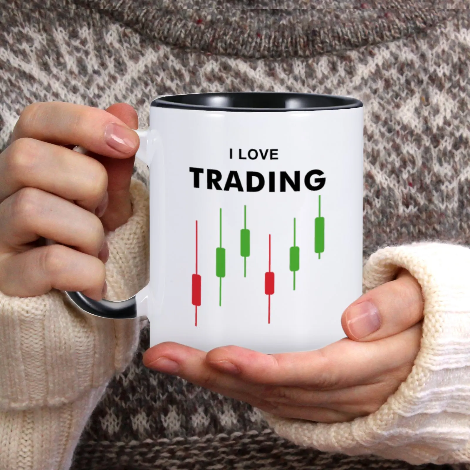 Funny Traders Ceramics Mug I Love Trading Coffee Mugs Perfect Gift for Stocks Foreign Exchange Market Traders 11oz Tea Water Cup