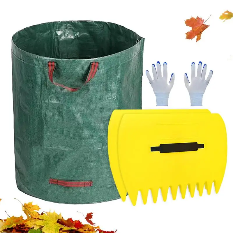 Leaves Scoops And Claws Garden Leaf Grabber & 500L Large Garden Garbage Bag With Garden Leaf Collector Leaf Picker for Grass