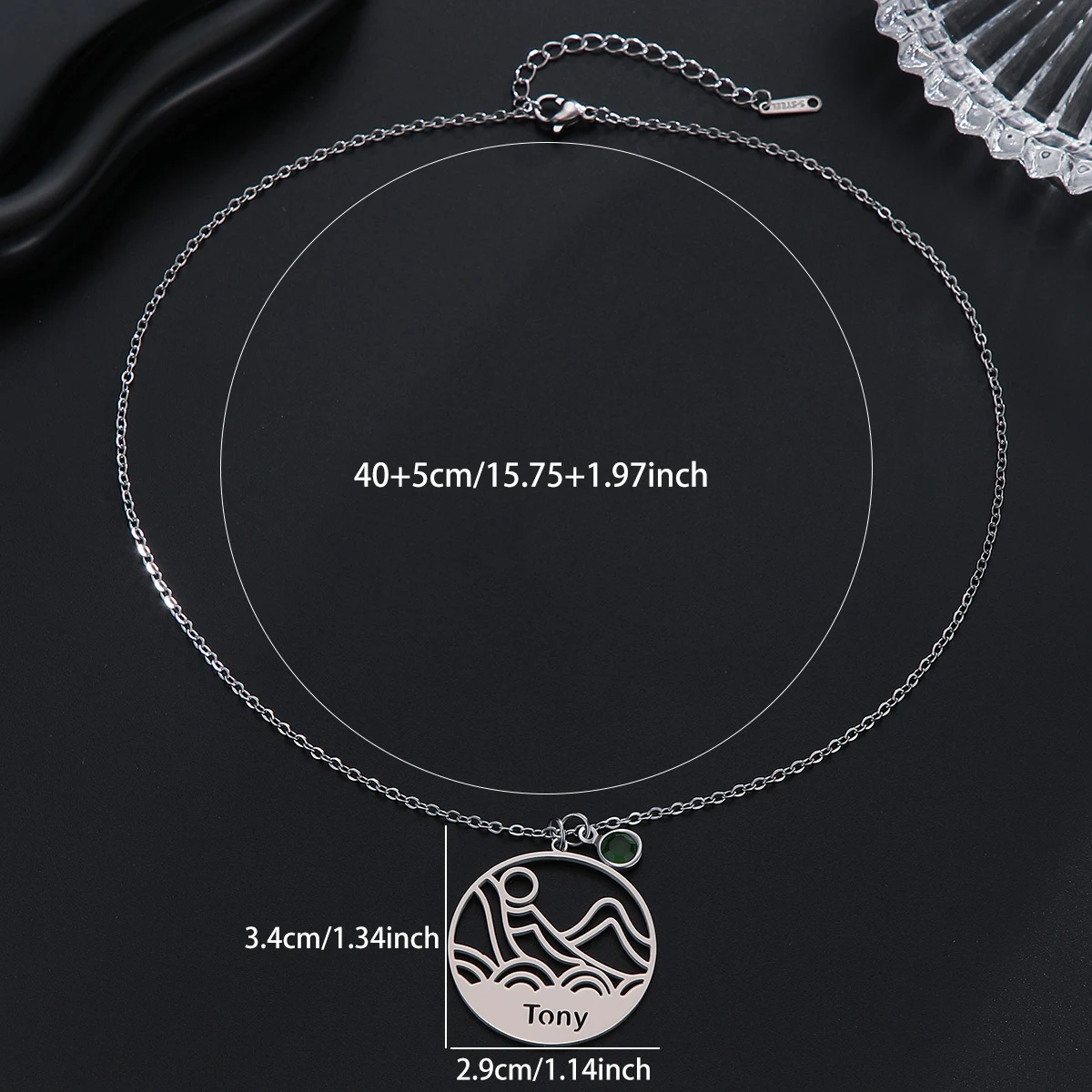 Custom Name Stainless Steel Mountain Cloud Necklace Women's Fashion Pendant Necklace