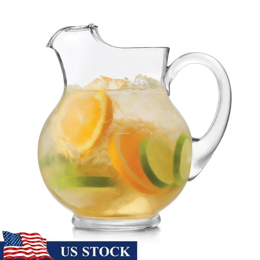

Large Glass Pitcher Set of 2 89 Oz Clear Bubble Pitchers with Handle Iced Tea Punch Water Lemonade Gift Idea