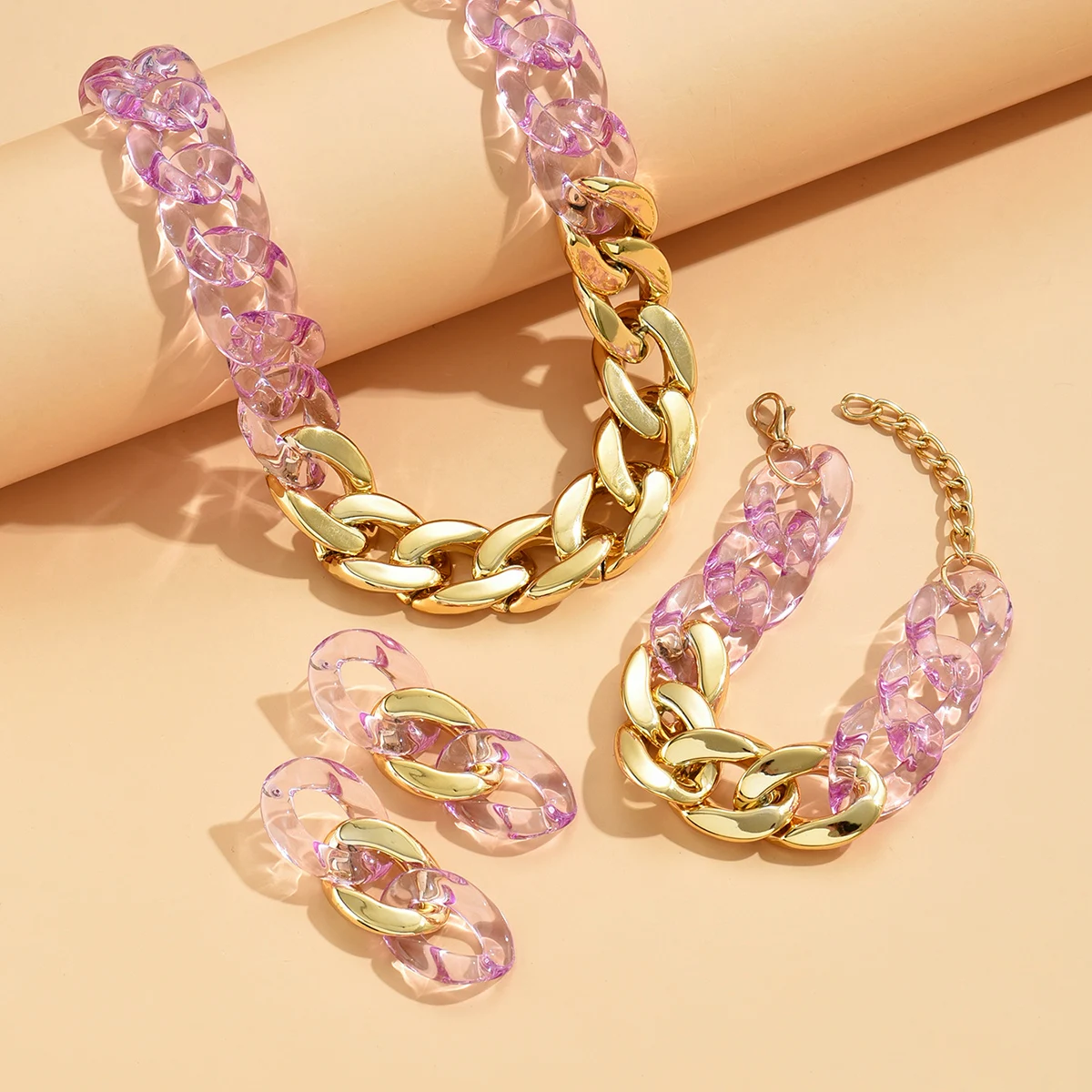 Acrylic Chunky Bright Chain Choker Necklace for Women Trendy Bohemain Long Chains Collares Necklaces Set Fashion Jewelry image 5