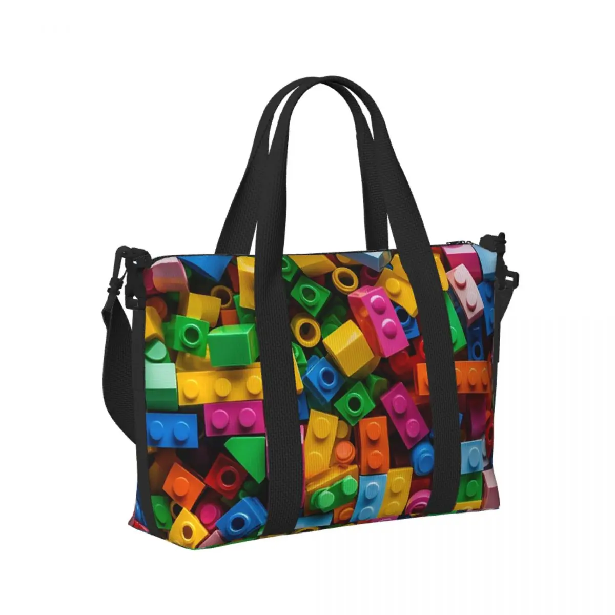

Custom Lego Texture 2 Beach Travel Bag Large Capacity Tote Bags for Gym Sport Women Shopping Duffle Shoulder Bag