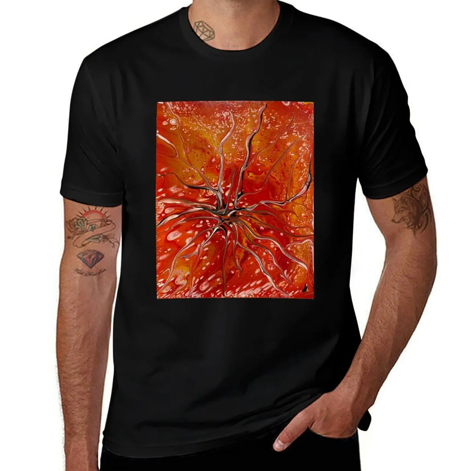 

shirt man cotton tshirt shirt custom t Fluid print Art Firestorm man t heavy T-Shirt