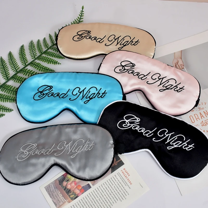 Embroidered Silk Sleep Mask Silk Eye Mask Soft Blackout Blindfold With Adjustable Strap Sleeping Eye Cover Mask For Travel