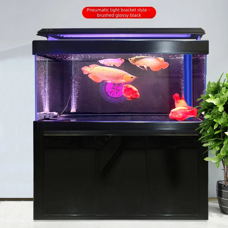 Luxury Glass Aquarium Fish Tank Complete Set Flip Cover Multi-Stage Bottom Sump Filter Smart LED 360 Silent Circulation System
