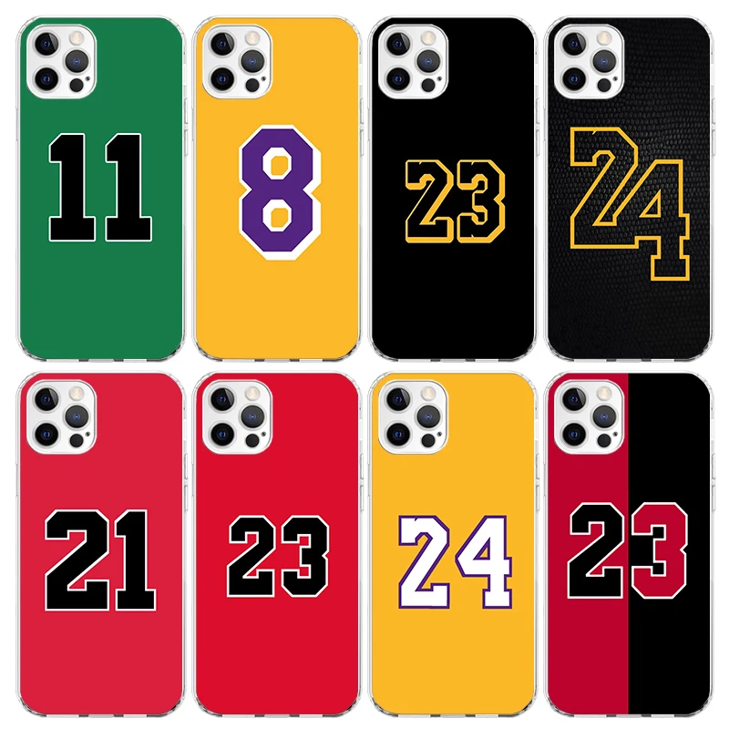 Basketball 23 24 8 Number Phone Case For iPhone 16 15 14 13 12 Mini 11 Pro Max Cover 7 Plus X XS XR 8 + SE Silicone Shell Print 