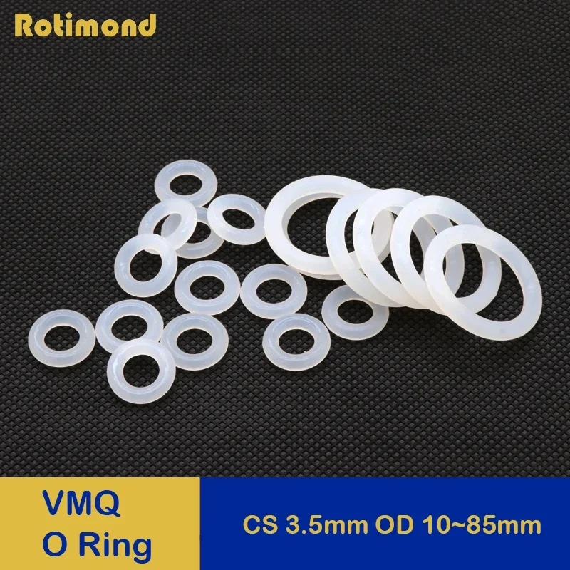 

White Silicone O Ring Gasket 10Pcs CS 3.5mm OD 10 ~ 85 mm Food Grade Silicone Rings O-rings Rubber Ring Gaskets o ring kit