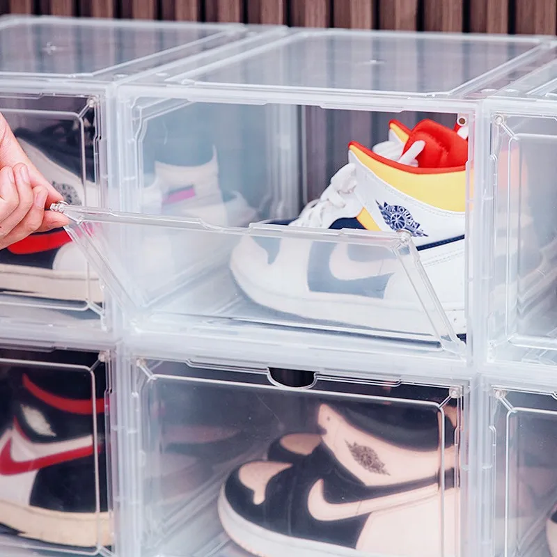 1PC Thickened Sneakers Box Hardened Plastic Shoe Box Stackable Cabinet Storage Box Transparent Drawer Plastic Shoe Box