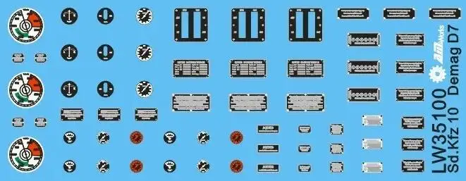 1/35 Scale Vehicle Dials & Placards Sd.Kfz. 10 D7 (PE+Decal) LW35100 Modeling Upgrade Kits