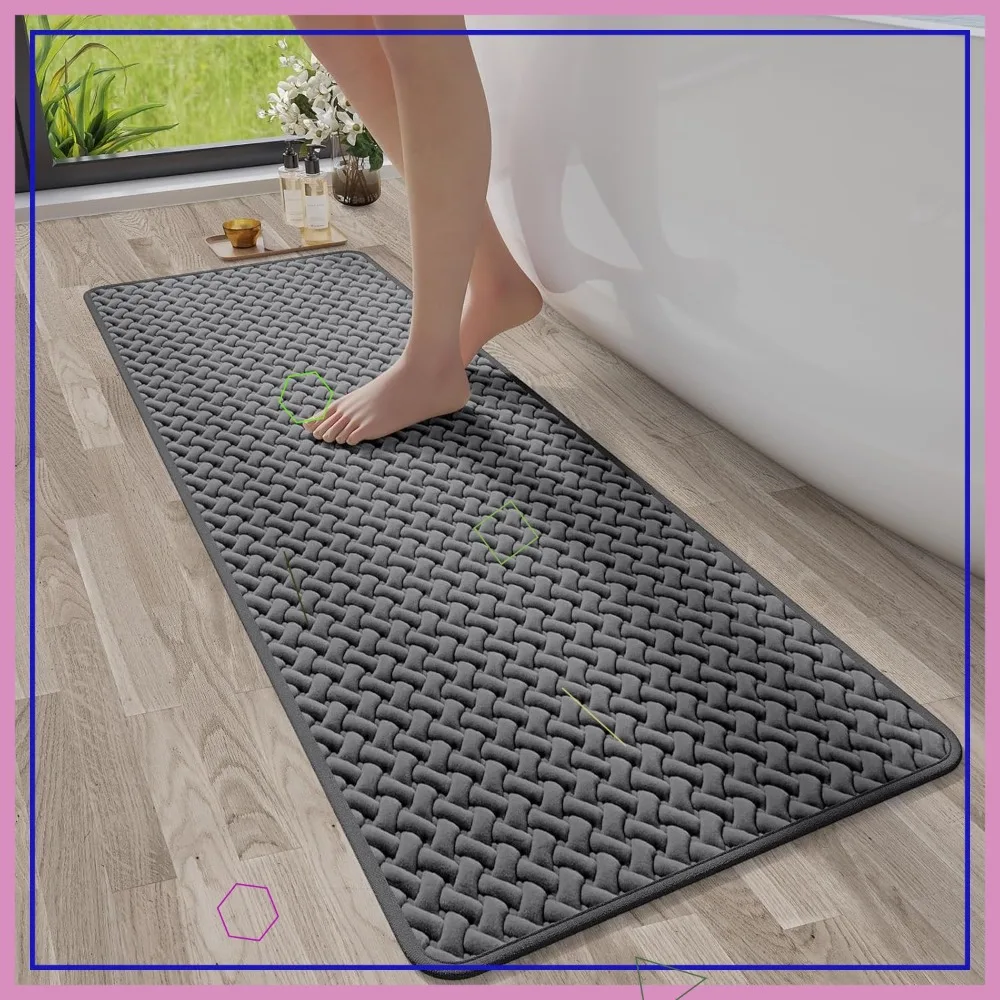 

Нескользящий коврик для ванной, быстросохнущая впитывающая пена с эффектом памяти, ультратонкая резиновая подложка, безопасная для пожилых детей