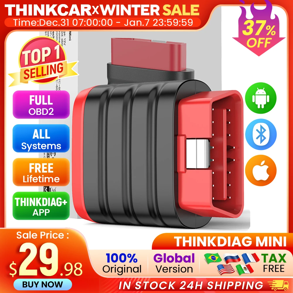 THINKCAR THINKDIAG MINI Auto OBD2 Bluetooth Scanner Full System Diagnostic All Car Lifetime Free Automotive Diagnosis Scan Tool