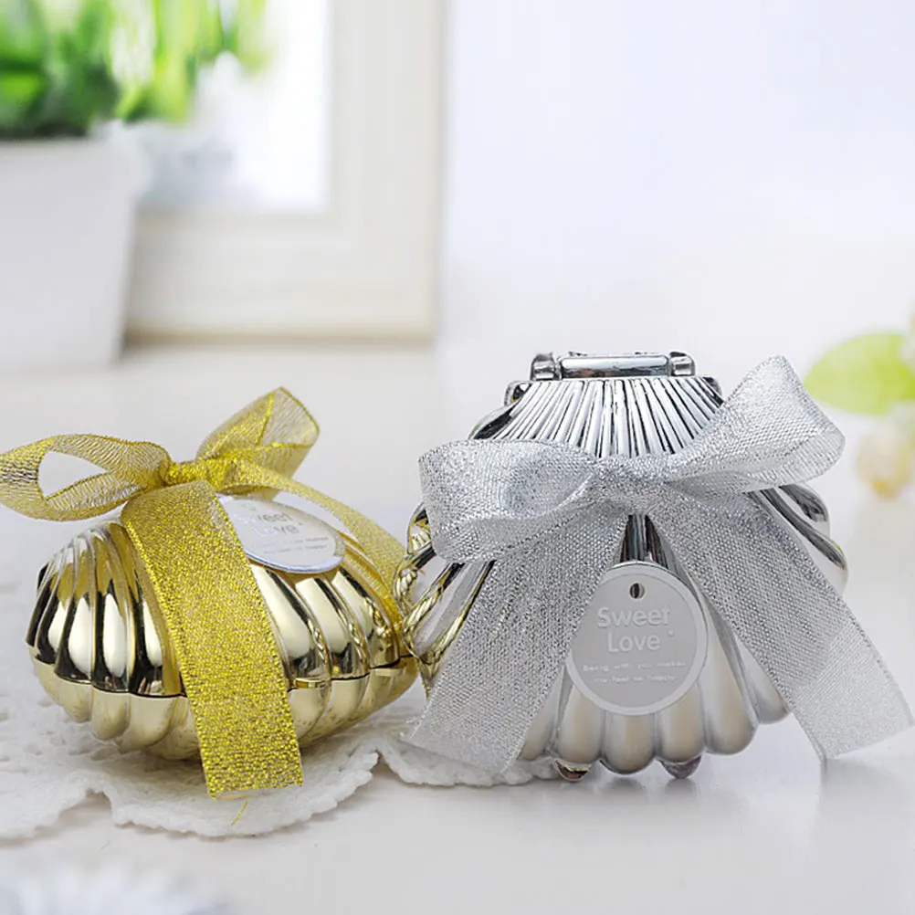 

10pcs Creative Wedding Candy Box Delicate Shell Shaped Candy Case Plastic Candy Wrapping Box Compact Shell Shaped Sugar Box