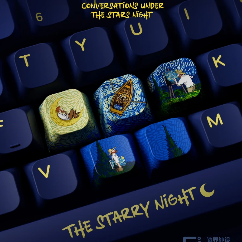 Imagem -04 - Xvx-the Starry Night Keycaps Custom Jsa Cherry Profile Keycaps Lados Sublimação Dye Colorido Faça Você Mesmo Key Cap 152 Chaves