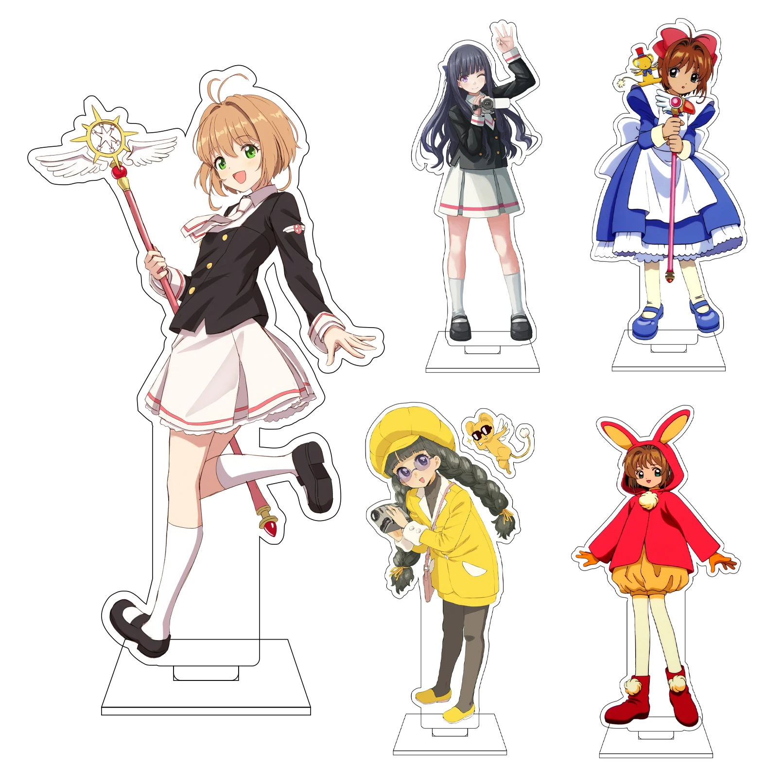 Figura Acrílica de 16CM de Anime Cardcaptor Sakura, Base de Exhibición, Tomooyo Daidouji, Cerberus, Li Syaoran, Adornos, Regalos