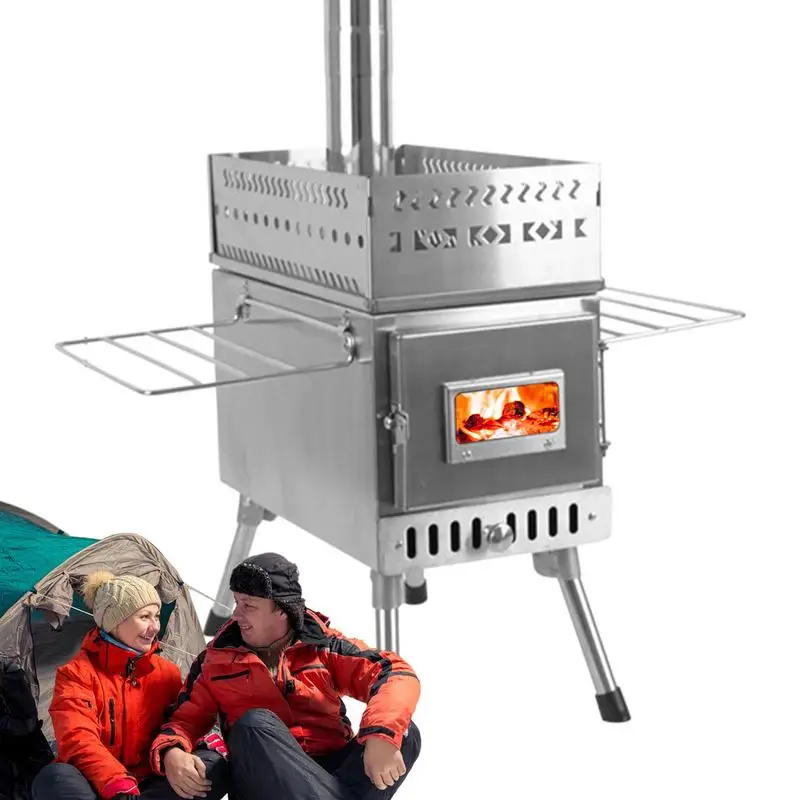 

Camping Folding Wood Stove Sauna Stove With Charcoal / Firewood Storage Box Tent Heating Firewood Stove Portable Wood Burning