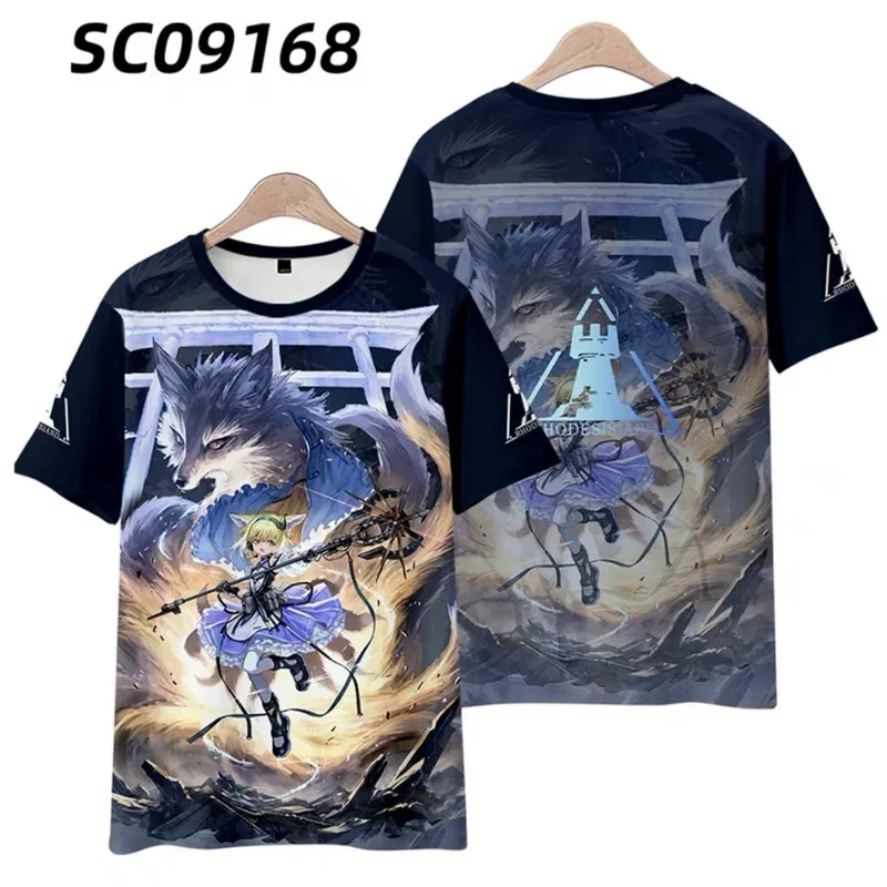 Arknights suzuran 3D press ã o camiseta ver ã o moda em torno do pesco ç o manga curta quimono popular jogo streetwear