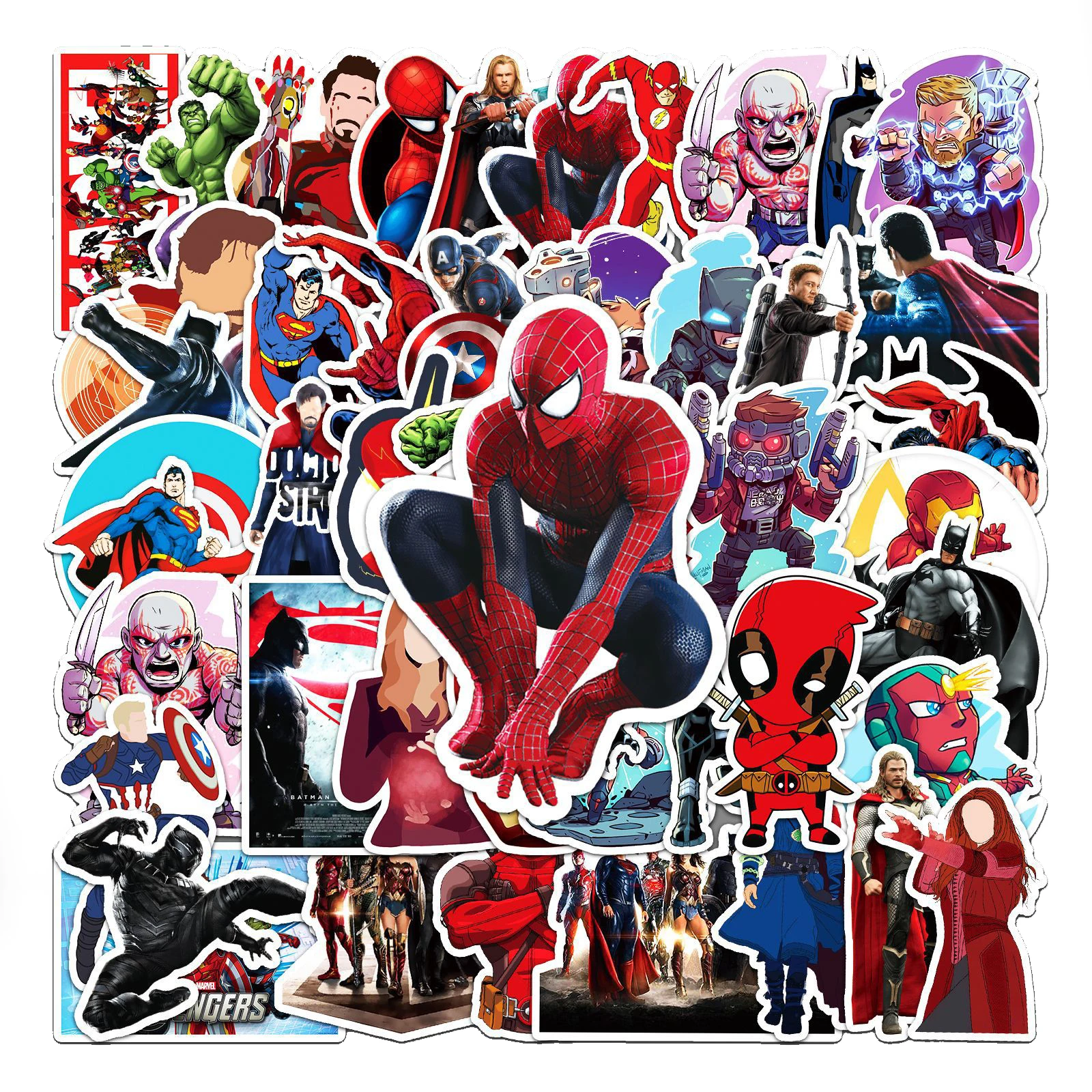 10/30/50PCS Anime Disney Marvel The Avengers Stickers Spiderman Decals Laptop Guitar Luggage Waterproof Graffiti Sticker Kid Toy