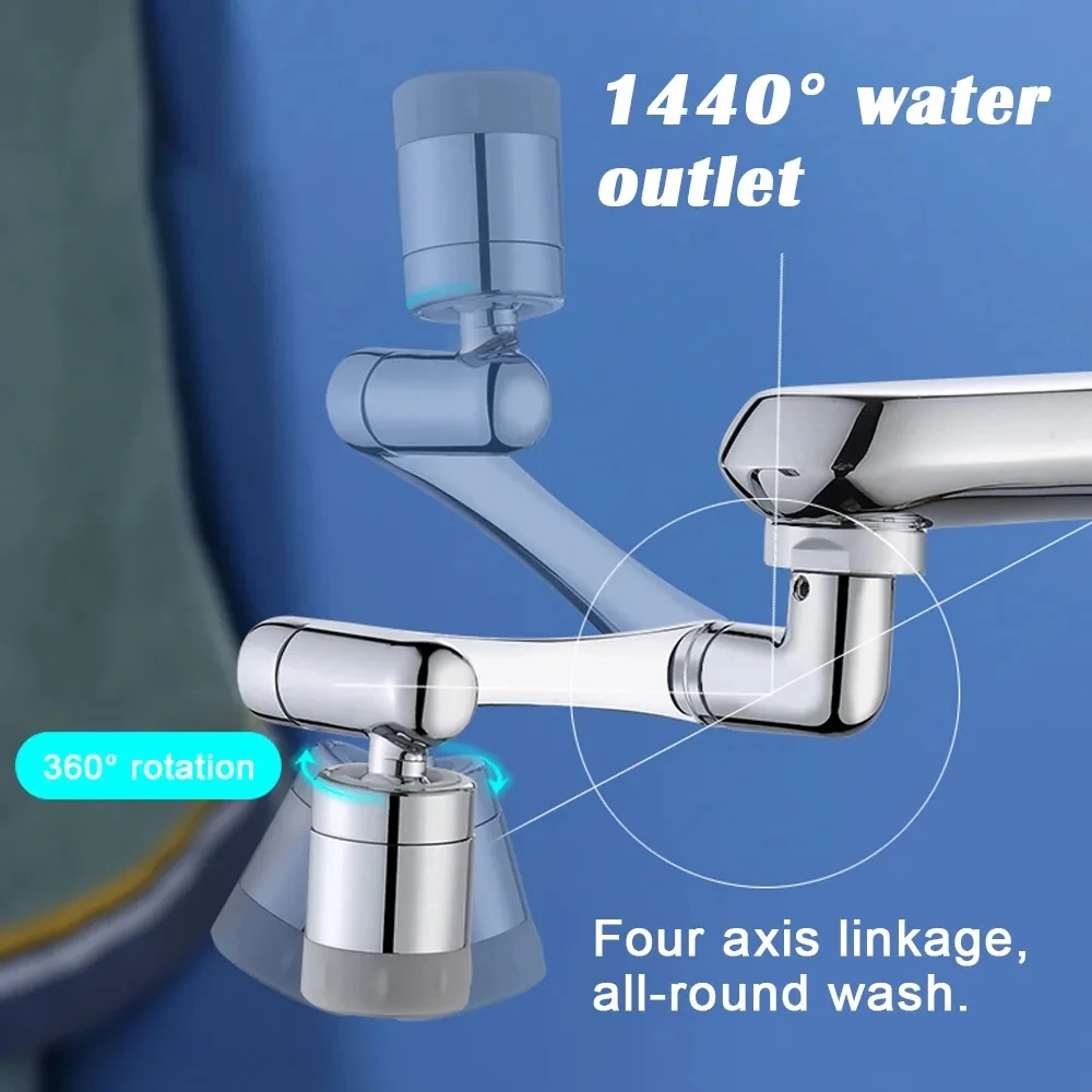 1440 ° Universal Tap Aerator Anti-splash obrotowe oszczędzanie wody kran plastikowy głowica do spryskiwacza ramię robota podwójny tryb Tap Extender Adapter