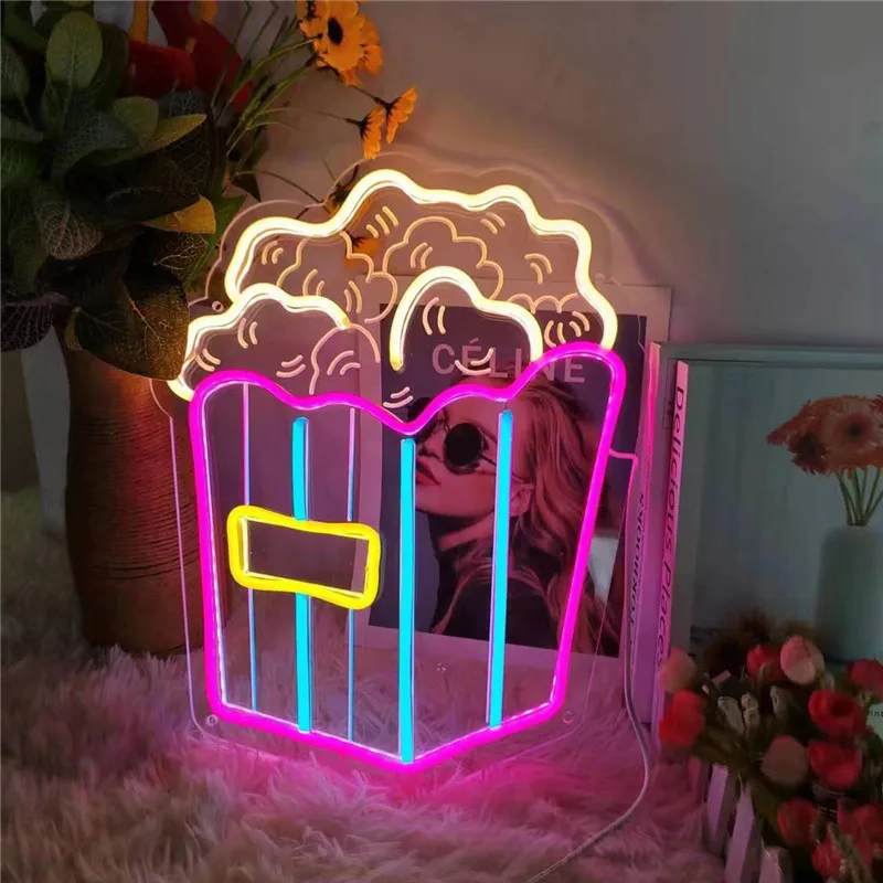 ポップコーンドッグネオンサイン,ハンバーガータザピザ,フランス,フライドポテト,LED,ネオンライト,USB,パーティー,レストラン,店舗,装飾用