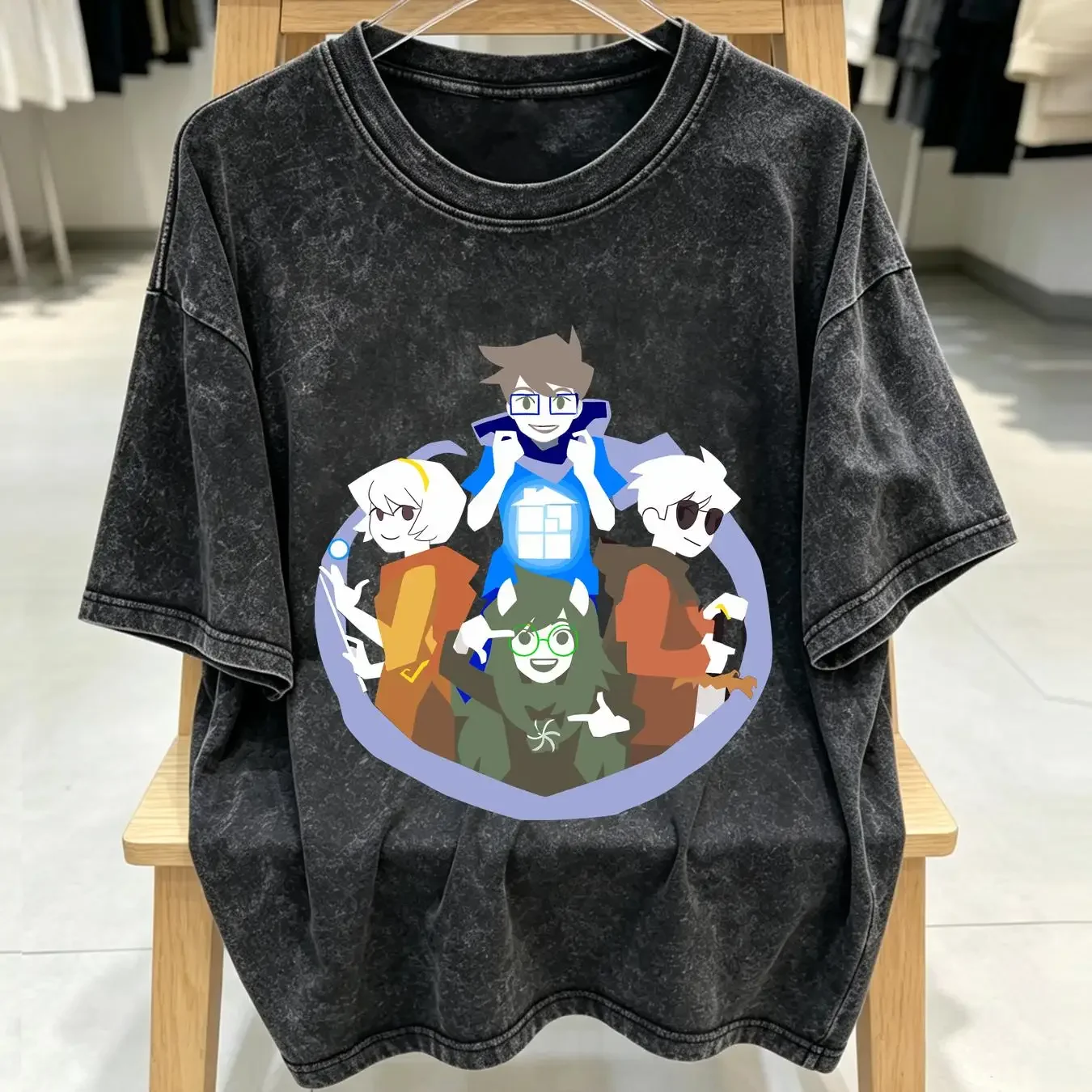 washed T Shirt We Love Fine Homestuck Mens Medium Black Cartoon long or short sleeves vintage Washed Breathable homme graphic