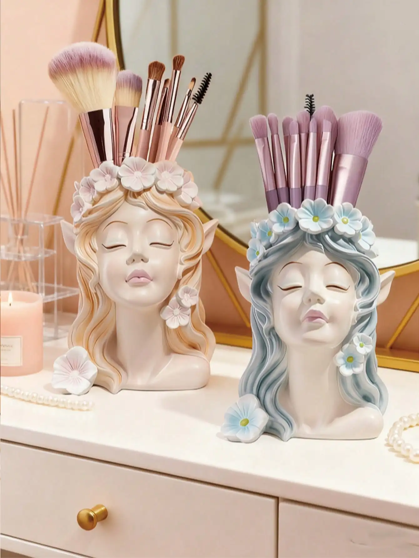 1pc Personalized Makeup Container: For Females, Home Decor/Gift, Essential Storage (Bedroom/Bathroom)