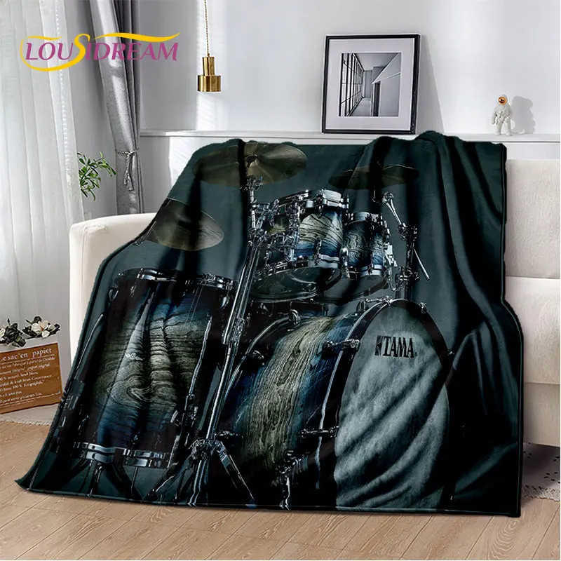 Drum Kit Music Instruments Drum Set Soft Plush Blanket,Flannel Blanket Throw Blanket for Living Room Bedroom Bed Sofa Picnic Kid