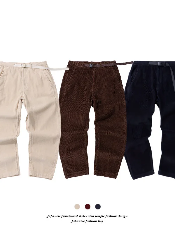 

Мужские повседневные брюки из вельвета свободного кроя, осенне-зимние, модные, с высокой талией, широкими штанинами, универсальные, визуально увеличивающие рост