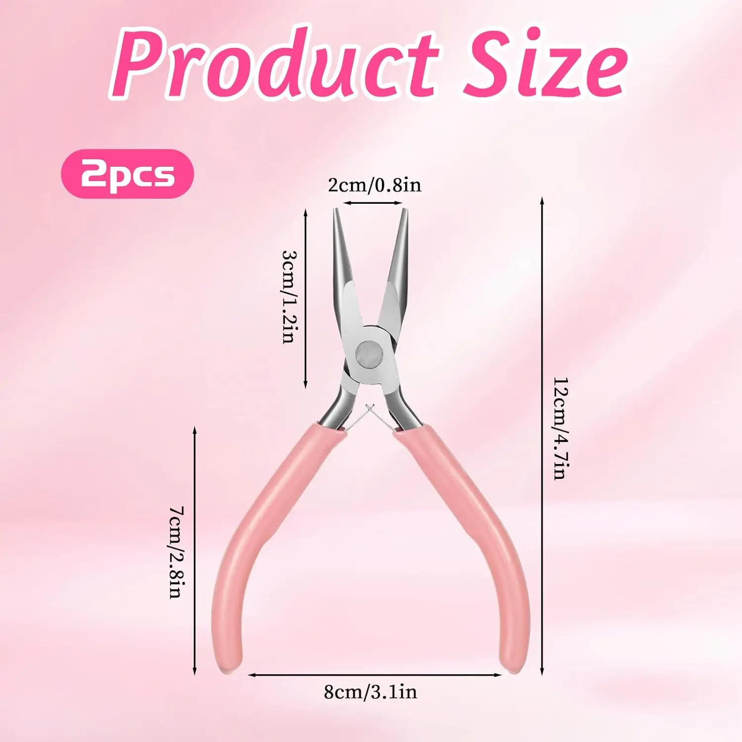 Mini Needle Nose Pliers Pink Smooth Jaw Jewelry Pliers with Comfort Grip Handle, Small Chain Nose Plier for Jewelry