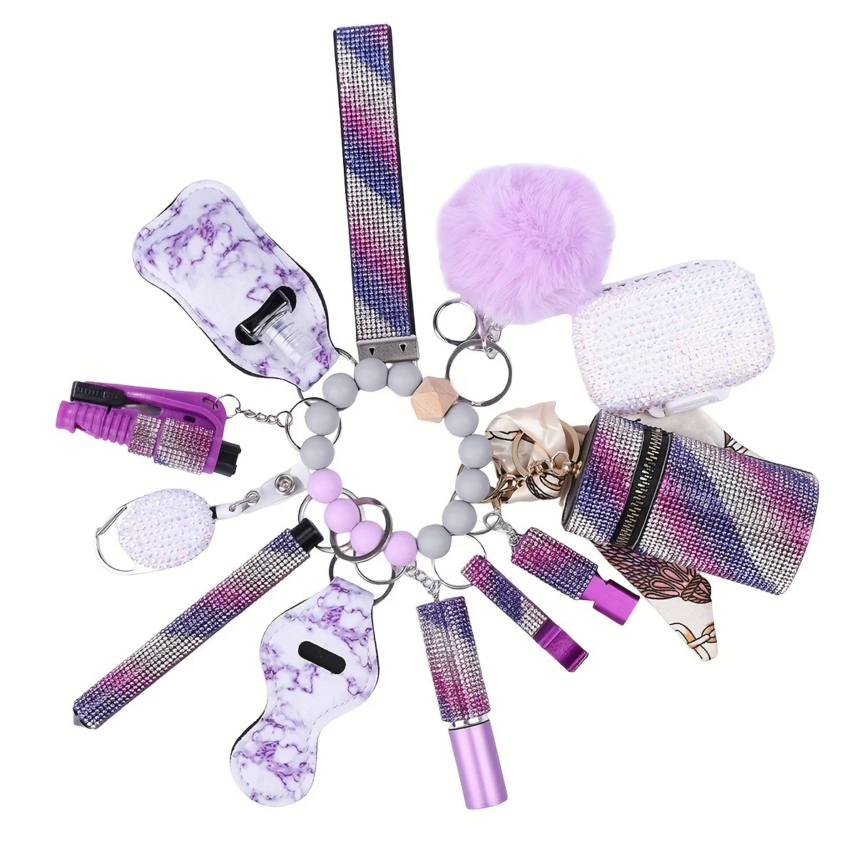13pcs Personal Security Self-Defense Wholesale Bulk Accessories Defensive Self Defense Keychain Set For Women For Gir