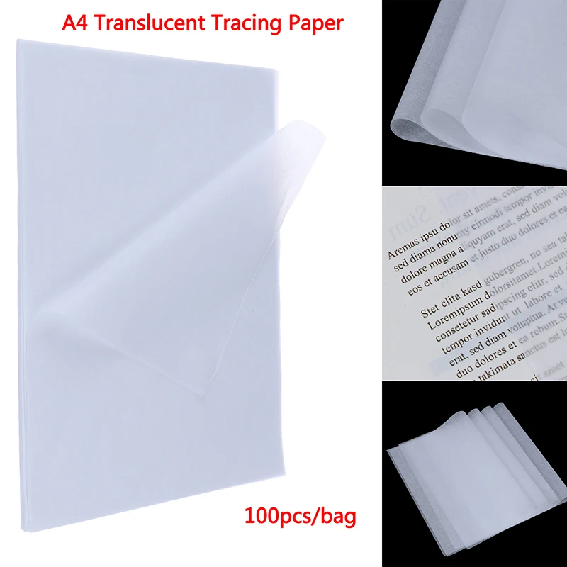 100pcs A4 Translucent Tracing Paper Copy Transfer Printing Drawing Paper Sheet-F(x)