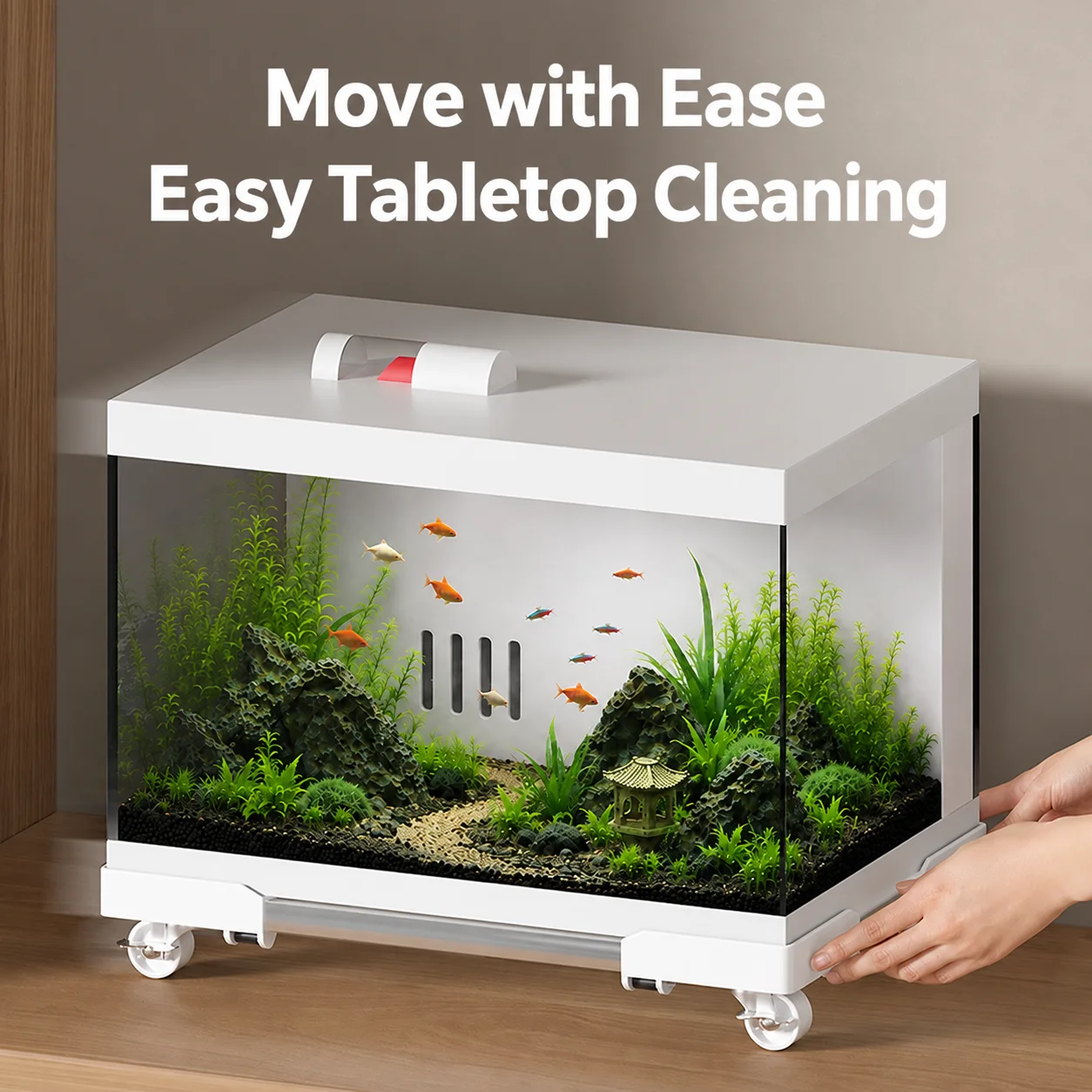 Mobile Aquarium Base Adjustable Size Fish Tank Base with Rolling Wheels Stable Support for Indoor Aquarium Maintenance