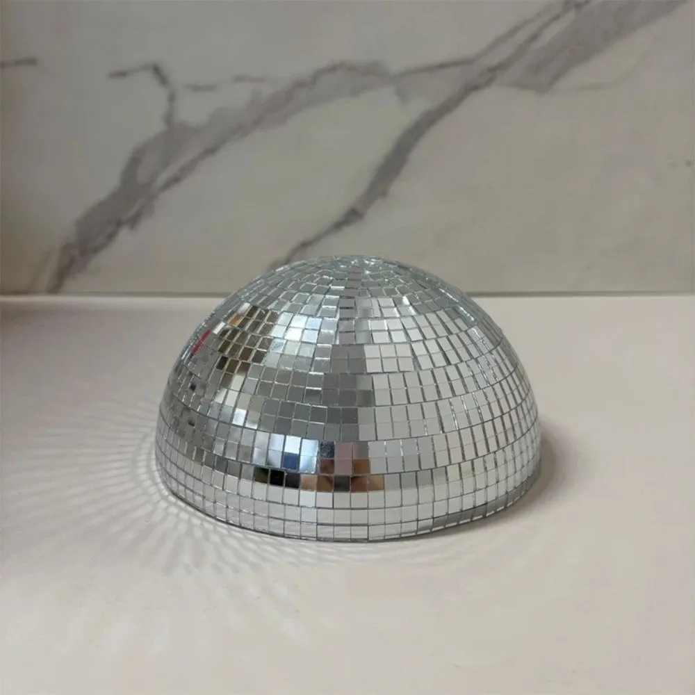 5Pcs Metallic Disco Ball Half Wall Decor Glittery Light-refracting Mirror Disco Ball Wall Art Semicircle Glass Mirror