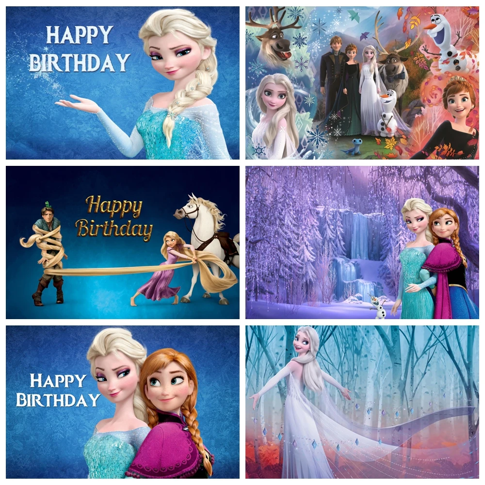 Disney Frozen Princess Anna Elsa Girl Birthday Party Decoration Background Photography Baby Photo Photography Studio Supplies