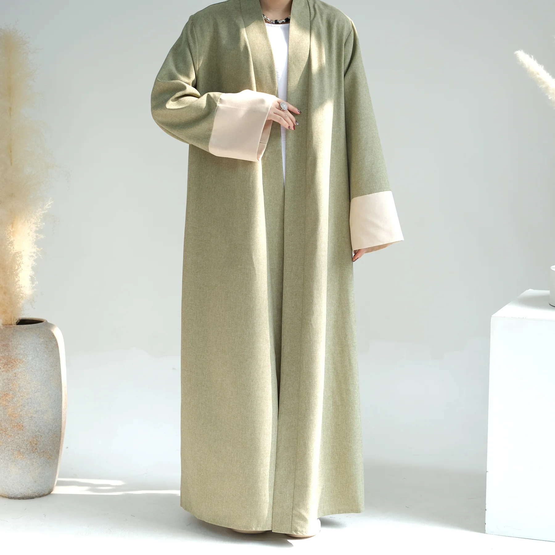 Offene Abaya aus Baumwolle und Leinen, Dubai 2024, türkische Abayas für Frauen, lässiger Kimono, muslimischer Ramadan, Eid, islamische bescheidene