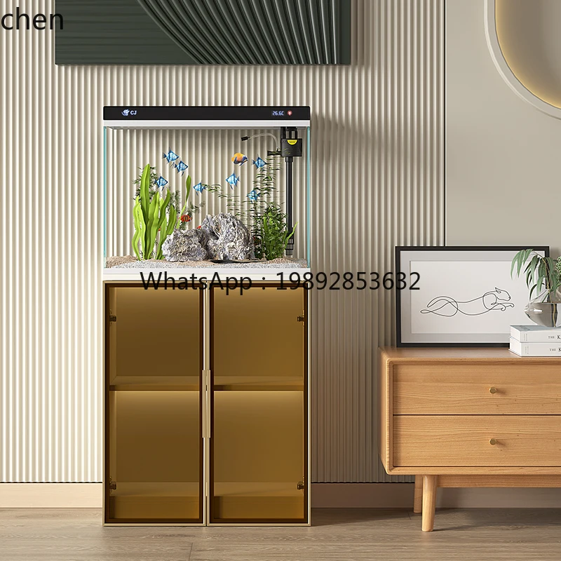 YGG  glass household water-free ecological fish tank living room small floor goldfish tank