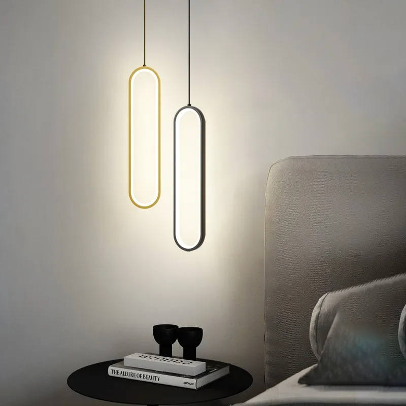 Imagem -05 - Modern Led Pendant Lamps para Sala de Jantar Lustre Minimalista Design de Suspensão Dourado e Preto Mesa de Cabeceira Decoração do Quarto