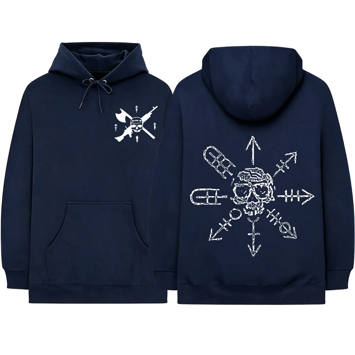 Death's Compass Forward Observations Group Skeleton Hoodies Men Women Clothing Fashion Long Sleeve Oversized Pullover Sweatshirt