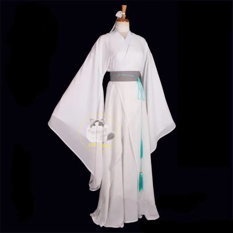 Anime Xie Lian Guan Ci Fu Cosplay para homens e mulheres, traje Han Fu branco, perucas de festa Halloween